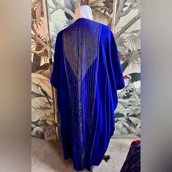 Blue kaftan with Gold Accents - Picture 2 of 6